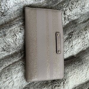 Kate Spade Striated Glitter Saffiano Snap Close Wallet - Taupe